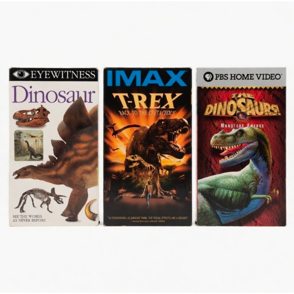 90s Dinosaur VHS Lot - Eyewitness + IMAX T-Rex + PBS Monsters Emerge